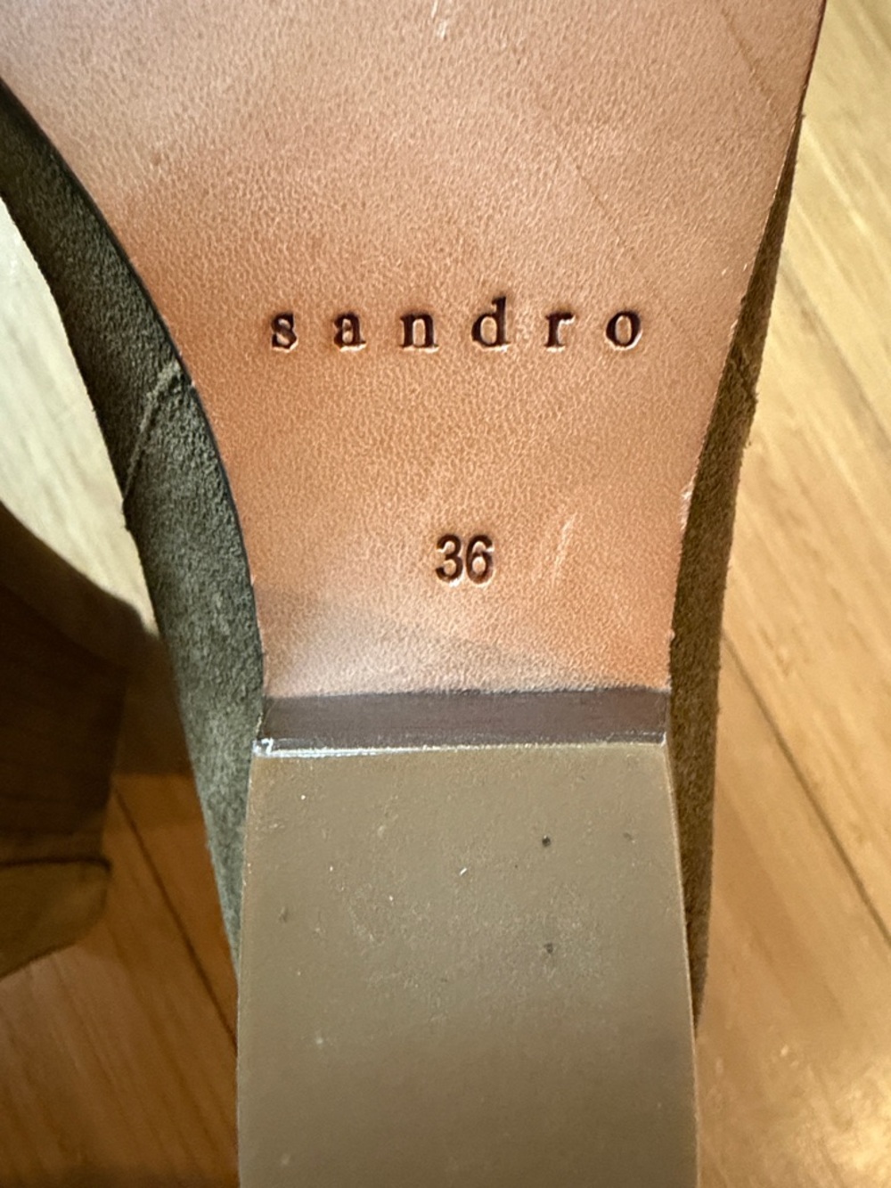 Sandro Olive Green Suede Ankle Boots - Picture 5 of 7